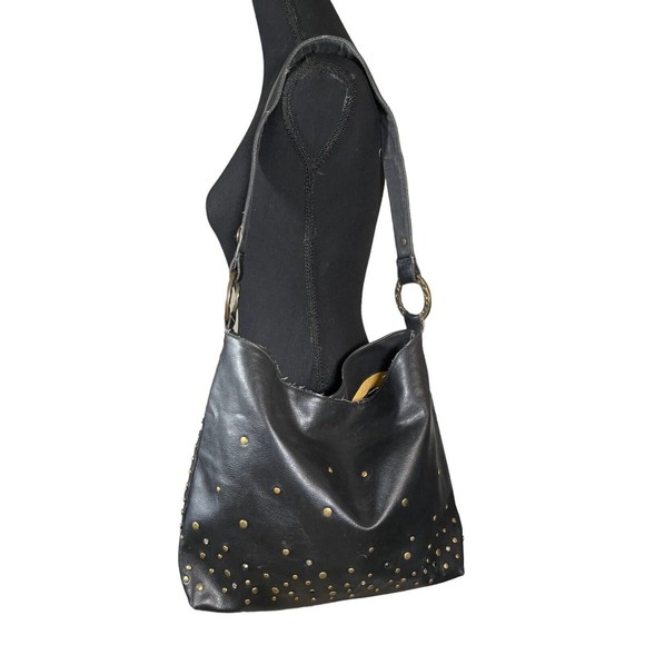Nine West‎ Handbag Women's Black Shoulder Bag Wide Strap Studded Magnet Snap - Picture 1 of 15